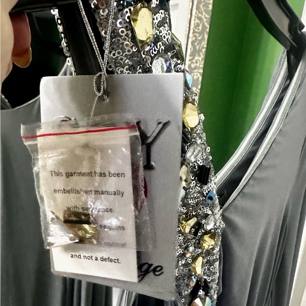 SPY One-Shoulder Dress in Gray with Sequin Detail-NWT - Picture 6 of 9